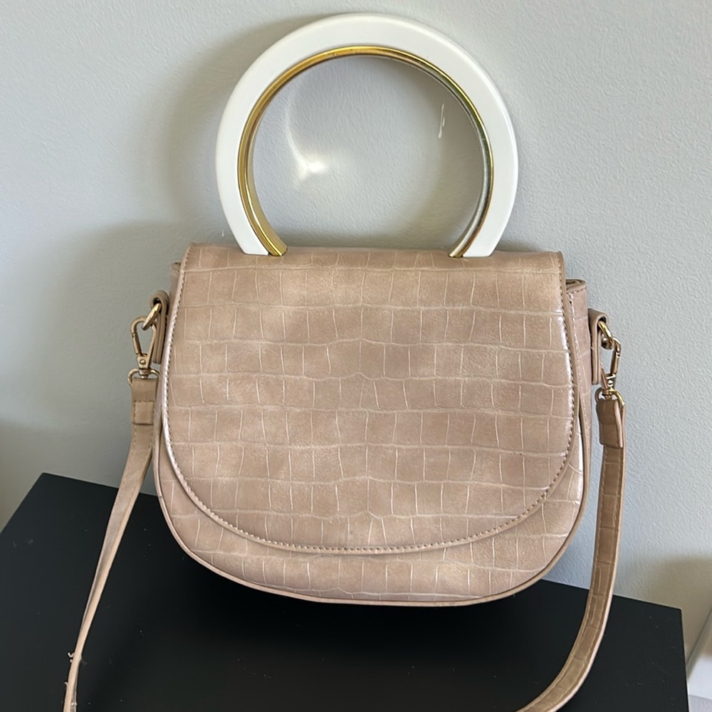 Faux Leather Alligator Crossbody Bag